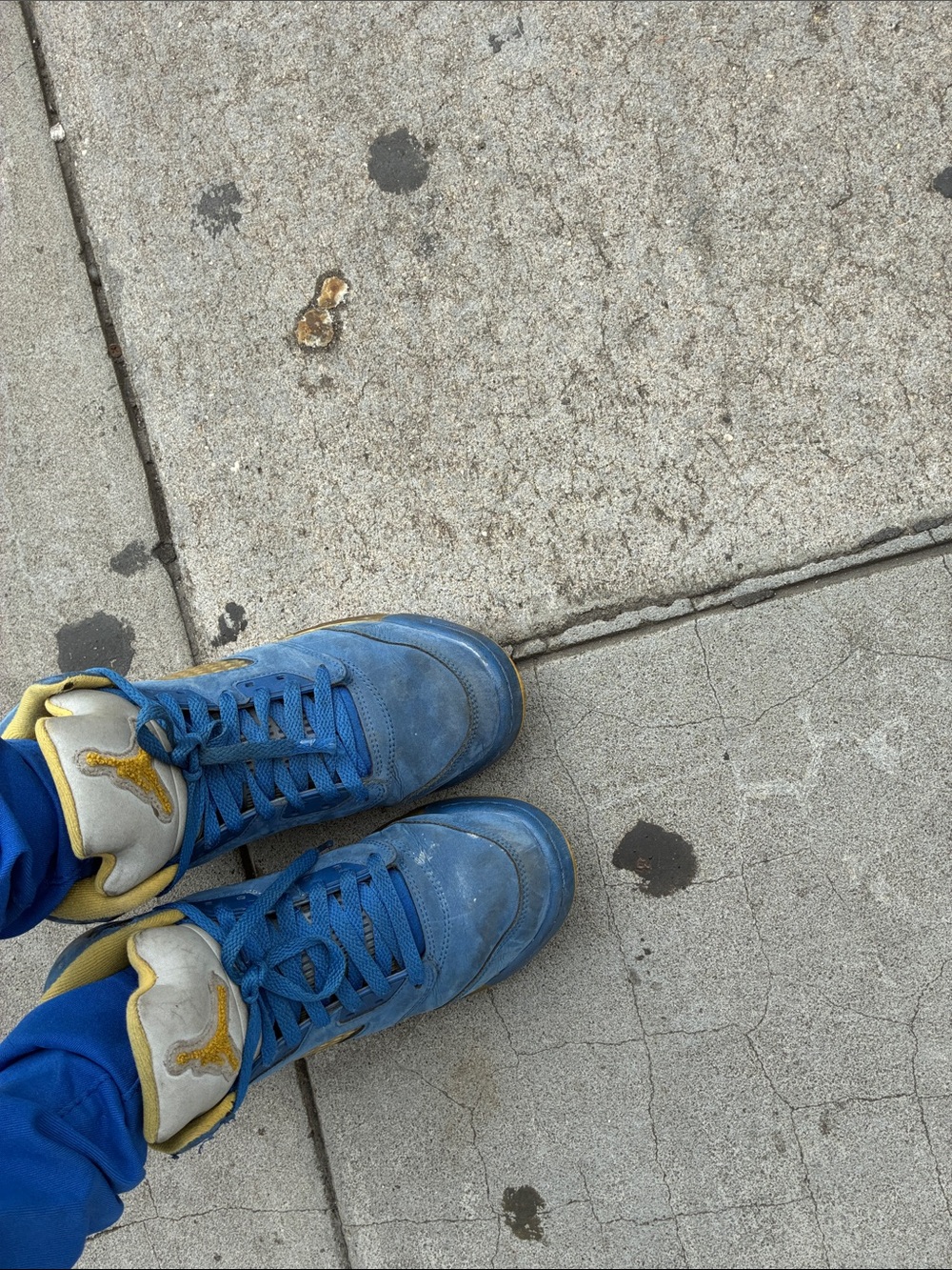 Jordan Kids Blue and Yellow High-Top Sneakers